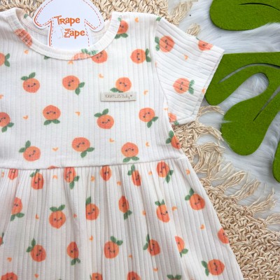  Vestido Canelado Off White Laranjinhas